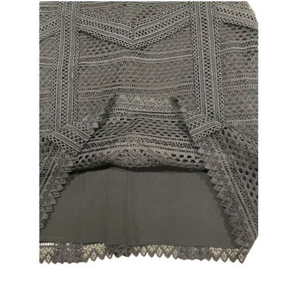 Kooples Black Geometric Guipure Long-Sleeve Mini Dress Size 2 US Med NWT $485 - Picture 9 of 16